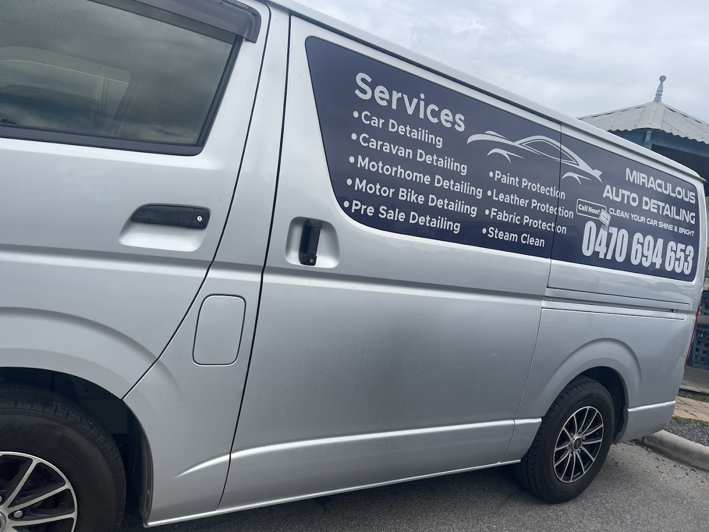 Miraculous Auto Detailing service van listing their detailing services